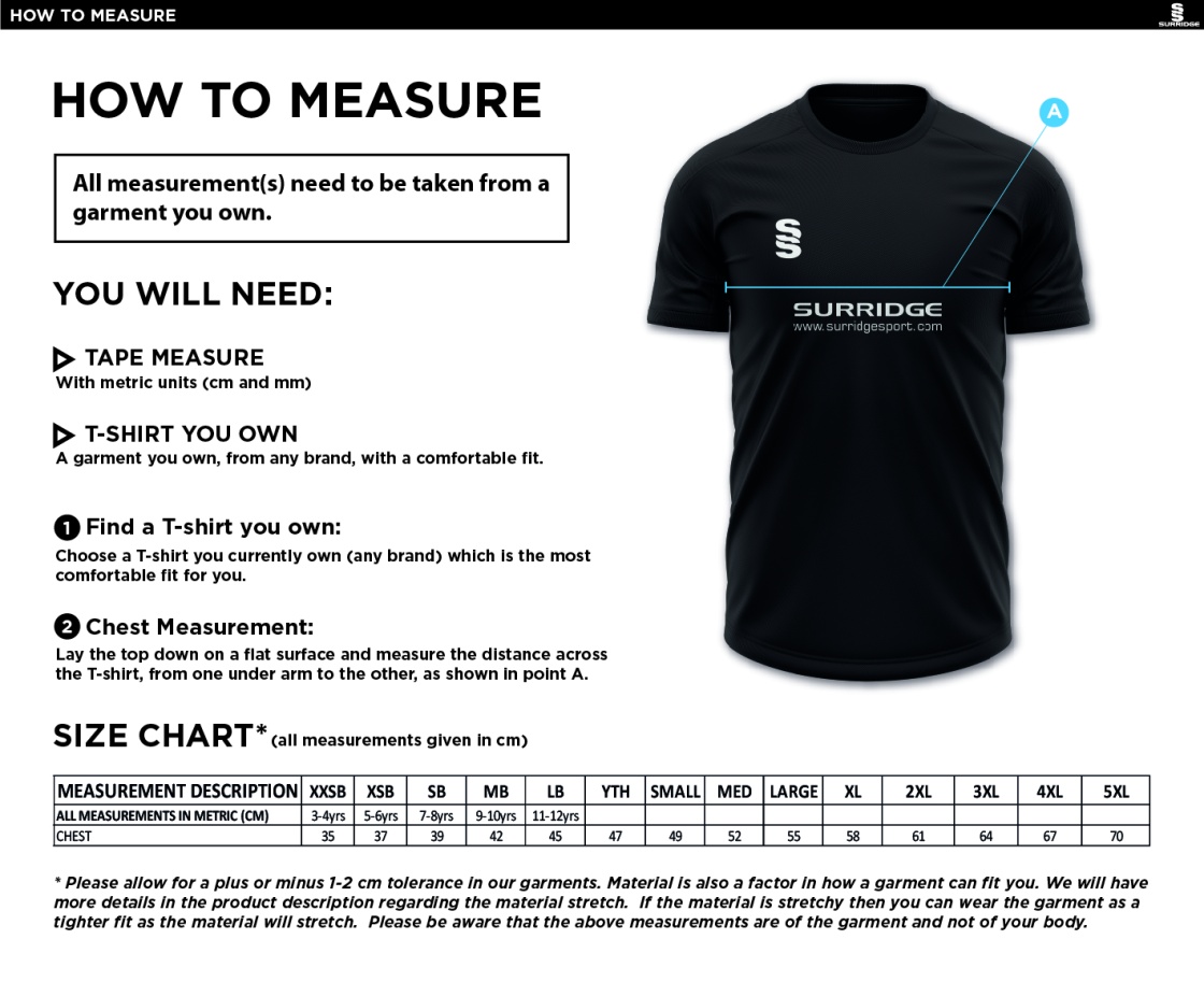 GB Prep Students - Dual Games Shirt - Junior/Unisex Fit - Size Guide