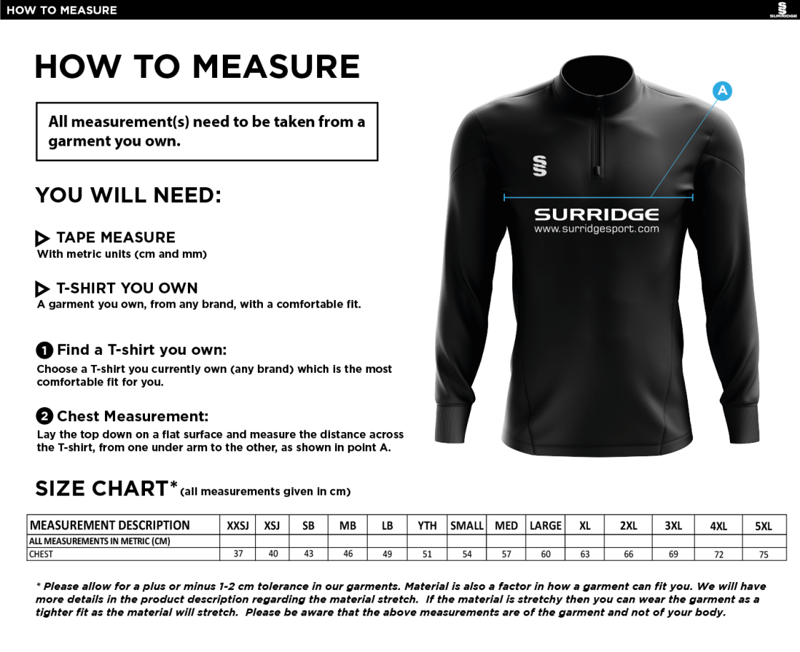 GB Staff - Fuse Performance Top - Unisex Fit - Size Guide