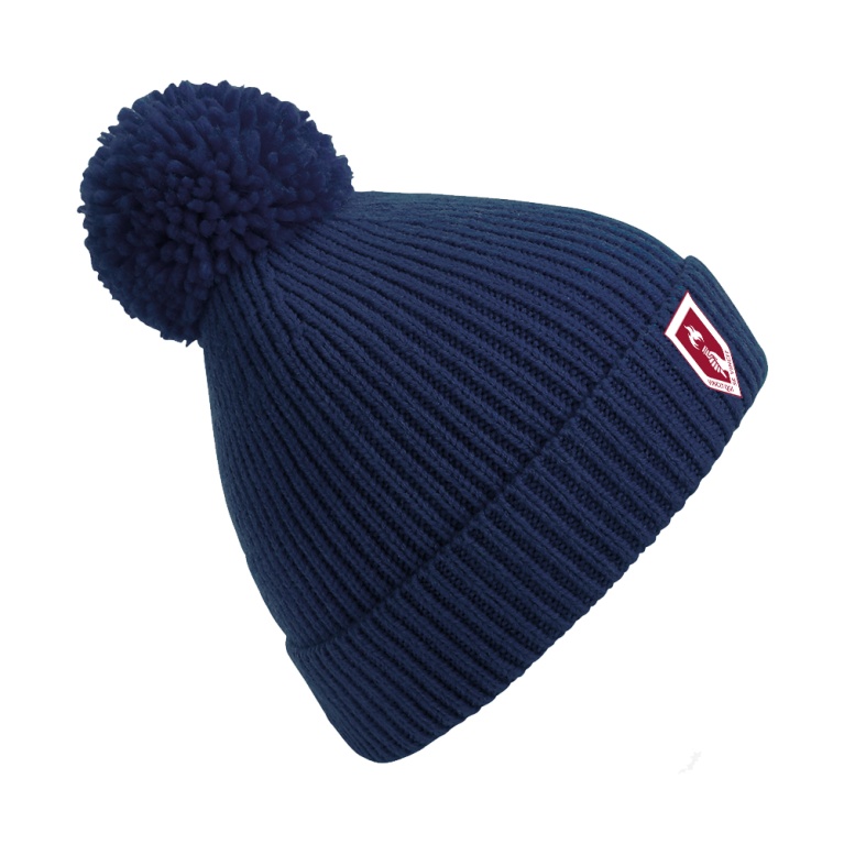 GB Staff - Engineered Knit Ribbed Pom Pom Beanie : Navy